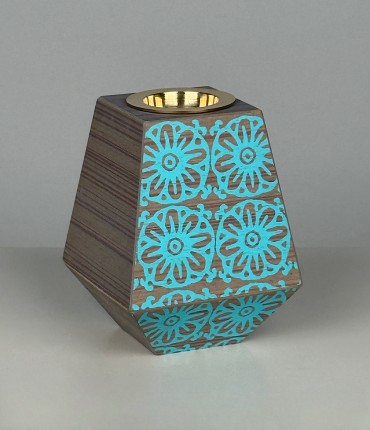 WOODEN MUBKHAR  - AQUA