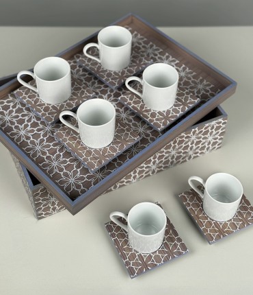 TURKISH COFFEE SET OF 6 - WHITE FLOWER